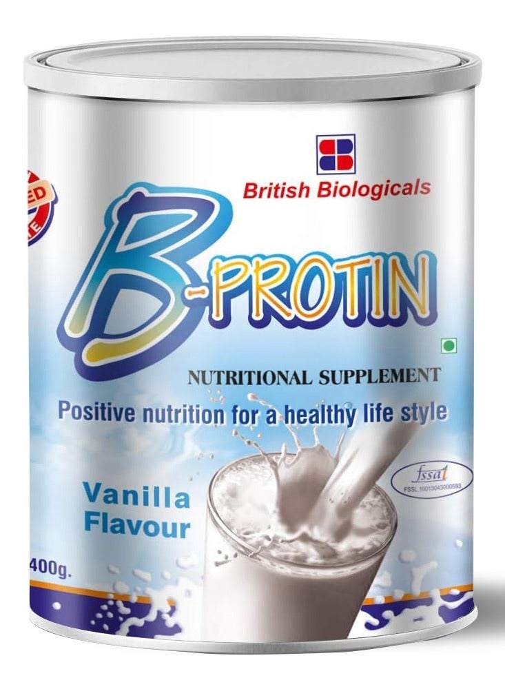 B-Protin Nutritional Supplement | Whey, Soy & Casein Blend | Immunity & Energy Support | Vitamin A, Folic Acid & Zinc | Supports Digestion | Gluten-Free | Vanilla Flavour | 400g